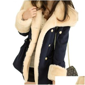 Parkas pour femmes Femmes 2021 Vestes pour femmes Automne et hiver Casual Solid Slim Épais Double boutonnage College Wind Cotton Coat Dhdch