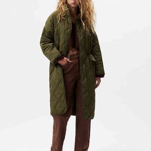 Dames down parkas za dames winter jas 2021 stand kraag dames parka jas lange mouw leger groene gewatteerde jassen voor vrouwen streetwear warme jas t220902