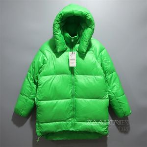 Parkas en duvet pour femmes ZAAHO hiver femmes chaud Vintage bleu Parkas à capuche manteau poches décontractées veste Outwear femme vert Long pardessus dames 220909