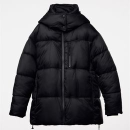 Parkas de plumón para mujer ZVRI 2023 Parka con capucha Abrigo de cuello alto negro Chaqueta con cremallera gruesa Casual Cálido Versátil 221207