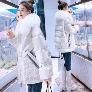Doudoune courte femme manteau femmes hiver chaud vestes col en laine blanc canard Parka pardessus Abrigo Mujer fourrure à capuche
