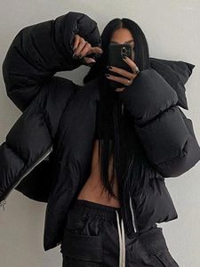 Femmes bas court hiver veste femmes 2022 écharpe col lâche bulle coton manteau fermeture éclair vêtements d'extérieur décontracté Streetwear dames épais Parka haut