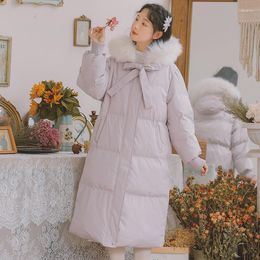 WEIHAOBANG – manteau Long et chaud pour femme, vêtement en coton uni, à capuche, col fabriqué par l'homme, poche zippée, hiver 2022