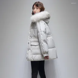 Chaqueta de invierno de plumón para mujer, Parkas, abrigo largo, chaquetas acolchadas de algodón holgadas e informales, abrigos, prendas de vestir para mujer, globo amarillo