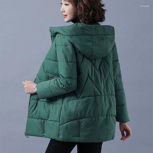 Parkas de invierno para Mujer, Parkas gruesas y cálidas con capucha para Mujer, chaquetas acolchadas largas informales de algodón para abrigo coreano azul, chaqueta grande para Mujer