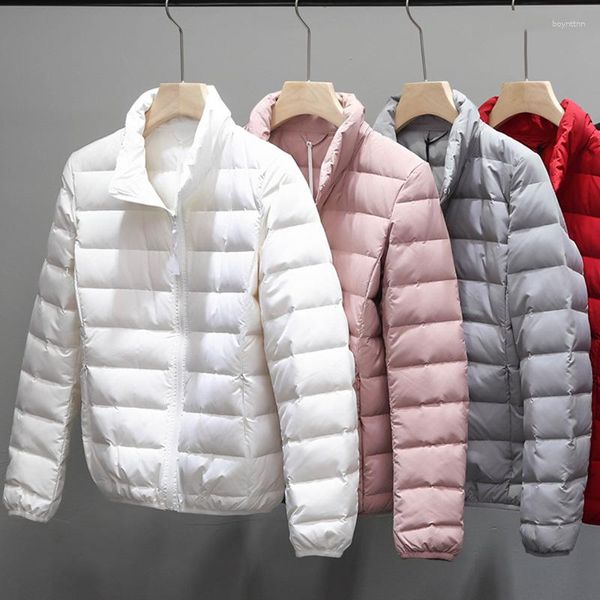 Chaquetas acolchadas de invierno para mujer, Parka de plumas de pato blanco cálido, abrigos para mujer, ropa de abrigo portátil ligera a prueba de viento