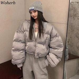 Down Womer Woherb Korean Chic Streetwear Cropped Parka Femme Harajuku Solide Tous Match Mouaces rembourrées 2024 Vestes d'adhésion d'hiver automne