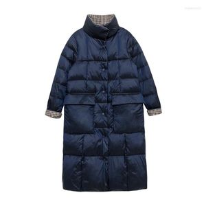 Femmes bas femmes mode Double face vestes 2023 hiver chaud à manches longues col montant Plaid manteaux vêtements d'extérieur pour femmes Parkas