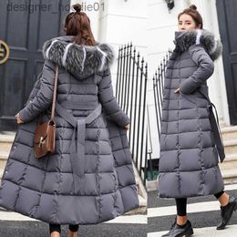 Женский пуховый женский пуховый хлопковый однотонный длинный карман на молнии, женское длинное пальто, тонкая парка, стеганая куртка, зимняя толстая теплая ветровка L230909