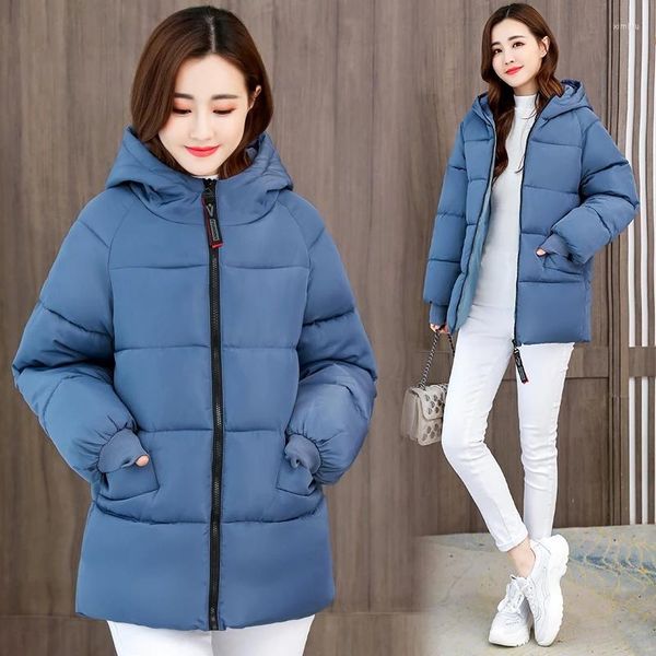 Doudoune femme hiver 2023 épais chaud coton manteau court basique vêtements d'extérieur ample femme à capuche Parkas XL-8XL