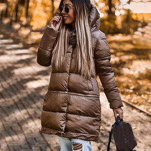 Femmes vers le bas YANA mode solide ample à capuche Parkas femmes élégant hiver fermeture éclair détachable manteaux une ligne longue coton vestes dames