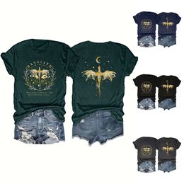 T-shirt décontracté à manches courtes et col rond pour femme Dragon Knight War Academy
