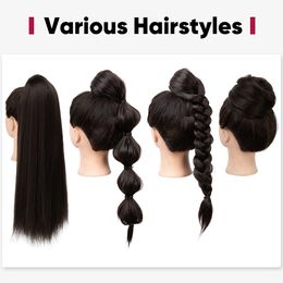 Dames trekkoord paardenstaartverlenging, 24 inch Yaki Straight Ponytail Extension, Girls 'Synthetic Hairstyle
