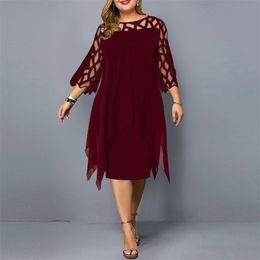 Damesjurk Plus Size Zomer Jurken Dames Elegante Mesh Mouw Verjaardag Party Jurk Bruiloft Club Outfits 2021 Dameskleding 210303