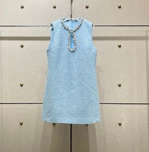 Robes pour femmes Mini-robe sans manches à sequins bleu clair