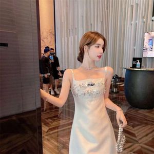 Vestidos para mujeres MIUI Ropa del diseñador Spring Summer Sexy Slim Fit Strap Partydress Peaded Beads Nained Beads Water Diamond Letter Bordery Bordery 49 98