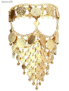 Casque en métal dégoulinant pour femme égyptien reine cléopâtre casque pour spectacle or coiffure chaîne bijoux L230704