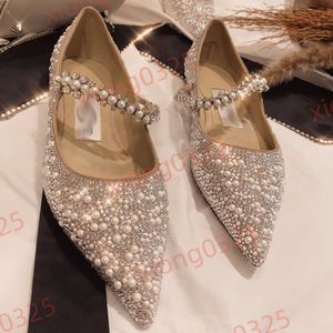 Dames vroege lente merk pure handgemaakte hete diamant Italiaanse platte schoenen met leren zolen
