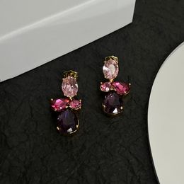 Boucles d'oreilles de luxe pour femmes, bijoux en diamant, tendance, Simple, de styliste, en or rose, accessoires, nouvelle collection