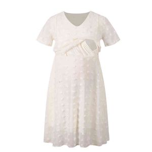 Elegante kraamjurk voor dames beige witte borstvoeding zwangerschap jurken casual bloemen verpleegkundige jurk G220309