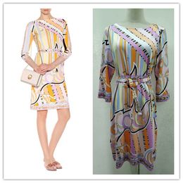 Dames epucci fashion casual dame zomer slijtage dames slank met riem prachtige print elastische gebreide jurk