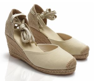 Espadrille pour femmes bride à la cheville sandales pantoufles confortables dames femmes chaussures décontractées respirant lin chanvre toile pompes J2023