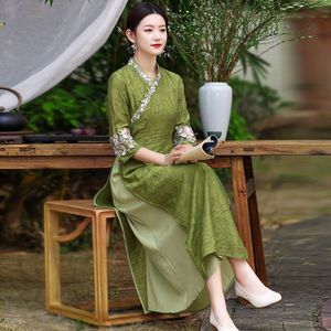 Vêtements ethniques pour femmes costume Tang chinois vintage cheongsam robe en soie de coton élégant oriental Qipao costume asiatique