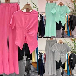 Ropa de otoño de mujer diseñador diseñador de dos piezas Juego de dos piezas Coreano Slim Fit Sweet anchos Pantalones 2 PCS Sets Ladies S-XXL