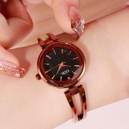 Reloj de cuarzo resistente al agua con pulsera de aleación compacta exquisita de alta calidad de lujo ligero informal a la moda para mujer