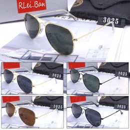 Fashion Lady Classic Brand Ray 3025 Bon Metal Frame Gafas de sol Gafas de sol de diseñador de lujo Modelos de vidrio para hombres y mujeres Lentes de vidrio con caja