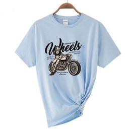 Mode-halsbeer voor dames op motorfietsprint Zomertrend Dames Y2K Top Trend Ademend knapperig T-shirt met korte mouwen
