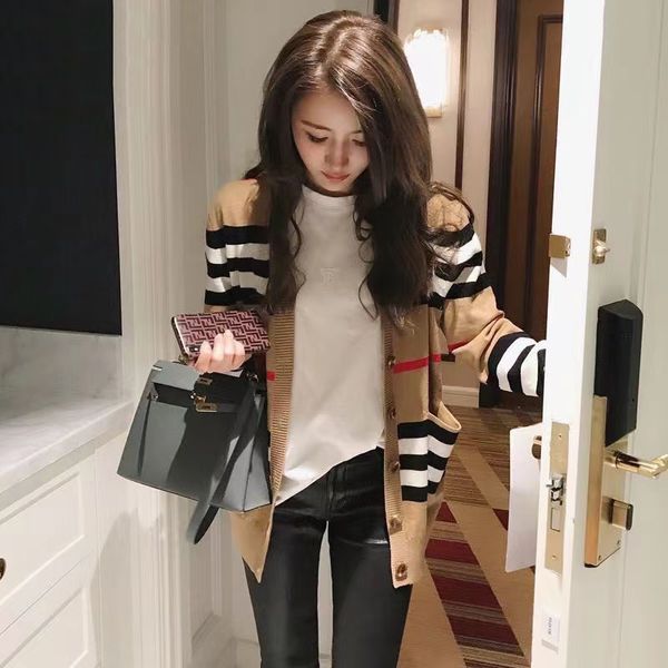 Créateur de mode pour femmes Mina 2023 Printemps et automne Nouveau cardigan tricoté pour femmes coréennes en vrac polyvalent pull manteau haut d'automne pour femmes