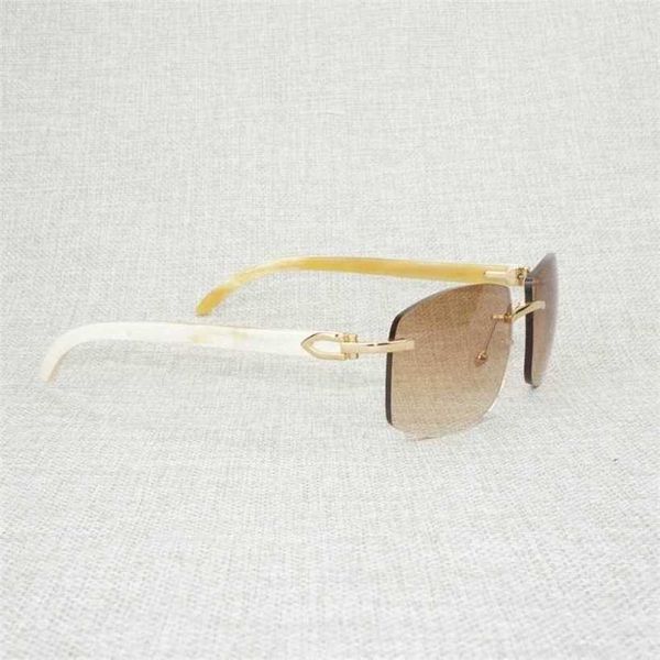 Occhiali da sole firmati da donna Retro Wood Oversize Men Natural Black White Buffalo Horn Montatura per occhiali senza montatura per esterni estivi Oculos Gafas