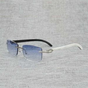 Lunettes de soleil de créateurs de mode pour femmes Vintage corne de buffle sans monture hommes bois naturel lunettes carrées cadre en métal femmes nuances en bois Oculos lunettes 012N