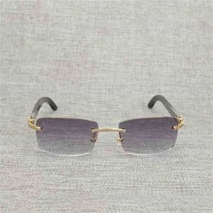 Lunettes de soleil de créateur de mode pour femmes Vintage en bois naturel hommes corne de buffle monture sans monture lunettes femmes pour accessoire extérieur Oculos Square Gafas 012NKajia