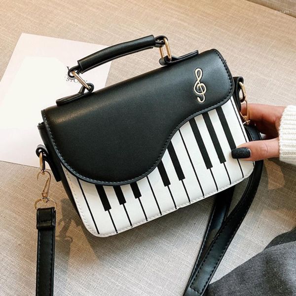 Bolso cuadrado pequeño bordado a la moda para mujer con personalidad de chica dulce y diseño de nota de Piano elegante bolso de mano para niñas