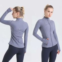 Veste de mode pour femmes printemps et automne vêtements de sport légers ajustés entraînement course à pied Lu-088 Yoga Cardigan de couleur unie 117