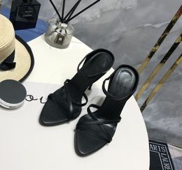 Sandalias de tacón alto lacadas con diseño de lujo a la moda para mujer, altura del tacón de 10cm