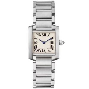 Montre à quartz pour femmes, cadran carré de 25mm, échelle de chiffres romains, étanche, verre saphir entre argent inoxydable 328n