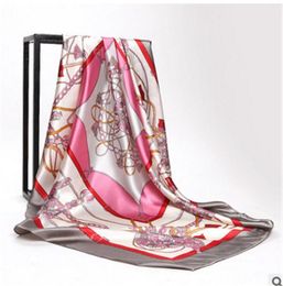 Foulards de la mode pour femmes écharpes en soie 90 cm * 90 cm de grande enveloppe carrée écharpe en soie pour femmes