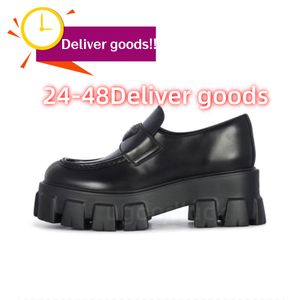 Fashionschoenontwerper van dames Monolith Dress Shoes Heren Small Lederen schoenen Simple Casual Bright Flat Loafers Black