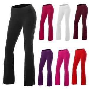 Femme Mode Solide Coton Spandex Boot Coupé Pantalon Taille Taille Taille Entraînement Pantalon Casual Pantalons S-XL 211221