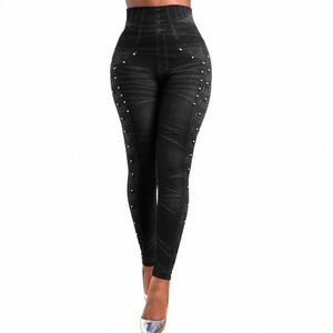 Femmes Faux Denim Jeans Taille Haute Pantalon Dames Casual Pantalon Skinny Extensible Fi Vêtements M-3XL Plus Taille Leggings 2023 e1gV #