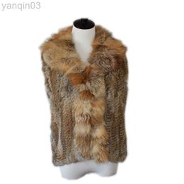 Faux Harppihop pour femmes, gilet tricoté avec col en fourrure de lapin, sans manches, personnalisé, livraison directe, prix de gros au Brésil, L220829