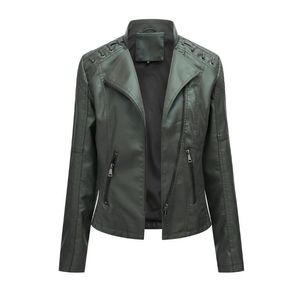 Faux lederen jassen voor dames lente en herfstjacks slanke dunne motorfiets suit korte student jacket s ---- 4xl