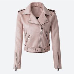 Femmes Faux cuir PU printemps daim veste courte Multy Zipper moto manteau femmes 2019 automne livraison directe Biker vestes