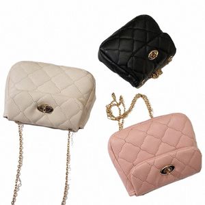 Fi – sac en cuir souple pour femmes, petit sac à bandoulière simple avec chaîne en losange, sac à main de Type serrure, sac Menger élégant pour femmes D1N7 #