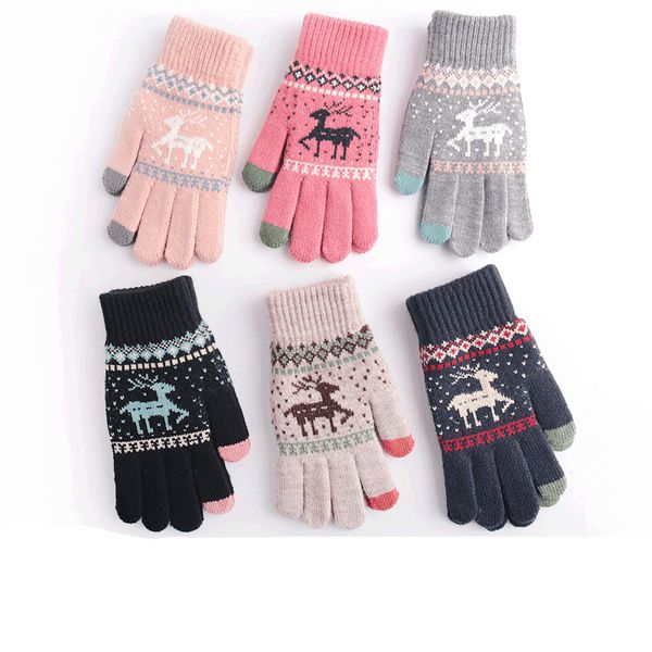 Gants pour écran tactile pour femmes, vente en gros, gants chauds tricotés pour écran tactile, automne et hiver, laine à la mode pour femmes, peluche et épaissie