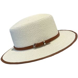  Sombrero plano para el sol para mujer, sombreros de paja de ala ancha a la moda para mujer, gorra de protección solar para playa,  gorras de viaje de verano