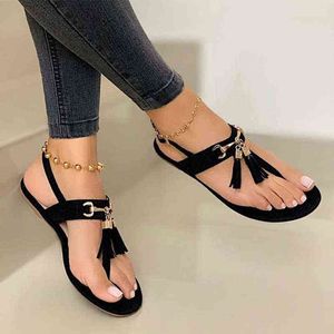 Tongs pour femmes Bohême Gland Sandales D'été Clip Toe Dames Chaussures 2021 Casual Femme Chaussures De Plage En Cuir PU Femme Sandalias Y220224